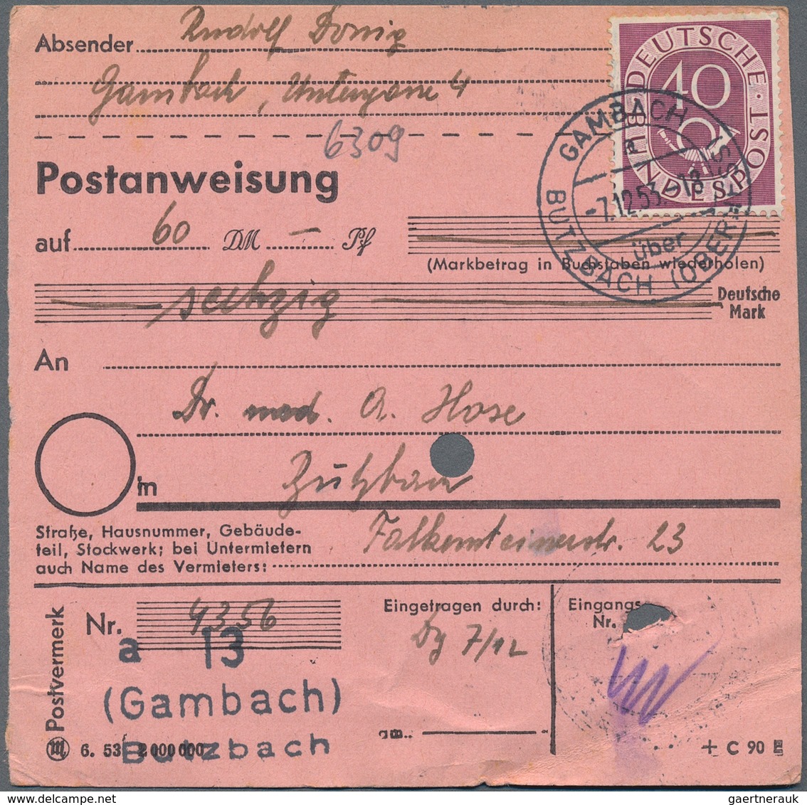 Bundesrepublik Deutschland: 1950er. Lot Von 600 Auslandspostanweisungen Und Postanweisungen Mit Post - Colecciones