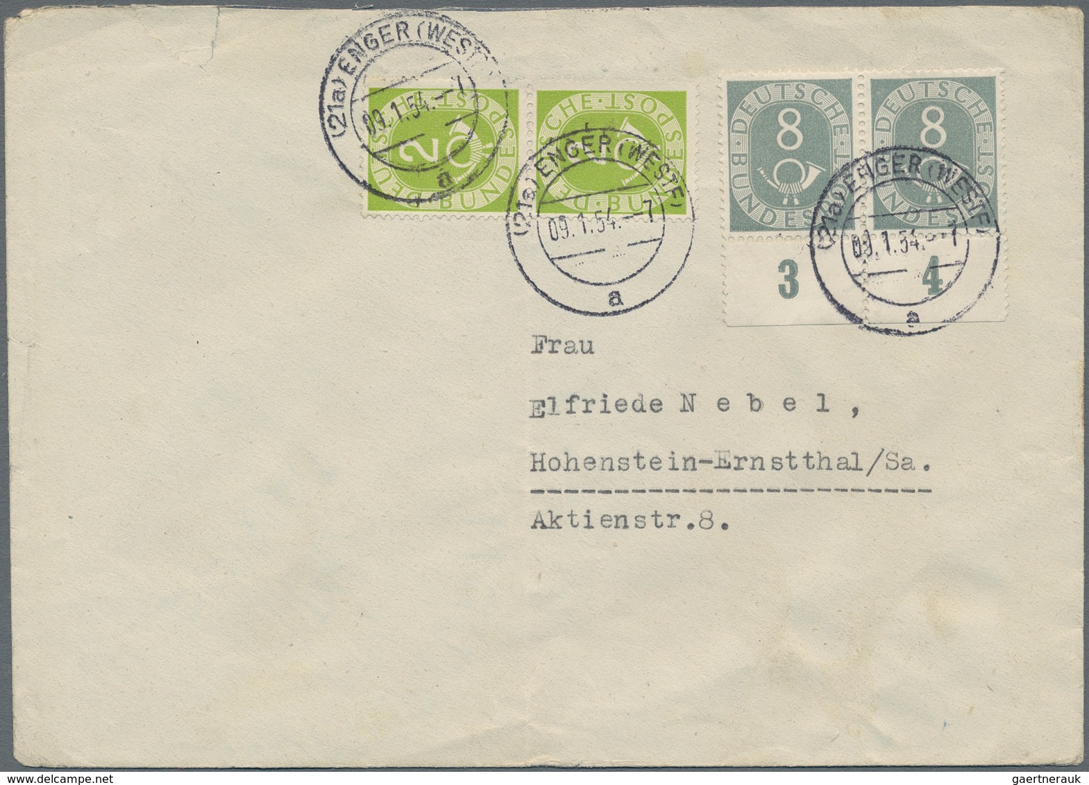 Bundesrepublik Deutschland: 1952/1954, Saubere Kleine Sammlung Von Portogerechten Briefen Und Karten - Colecciones