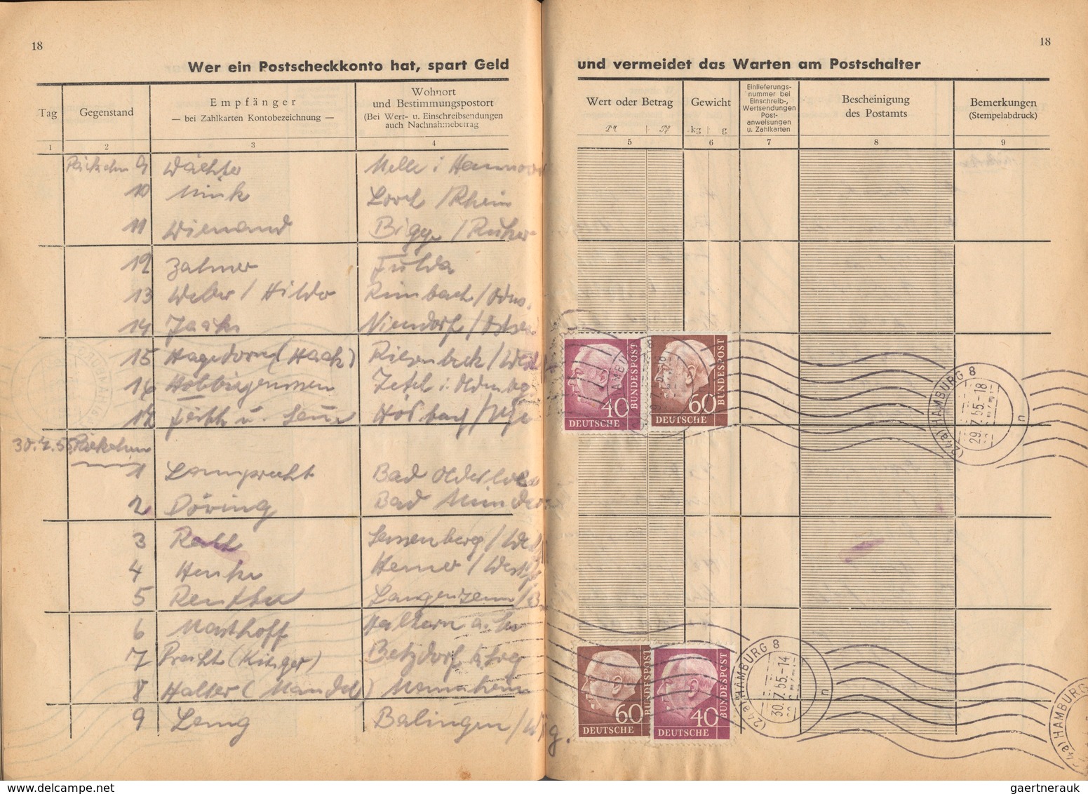 Bundesrepublik Deutschland: 1955, Komplettes Posteinlieferungsbuch (C31,DIN-A5), Vom „Deutschen Eink - Verzamelingen