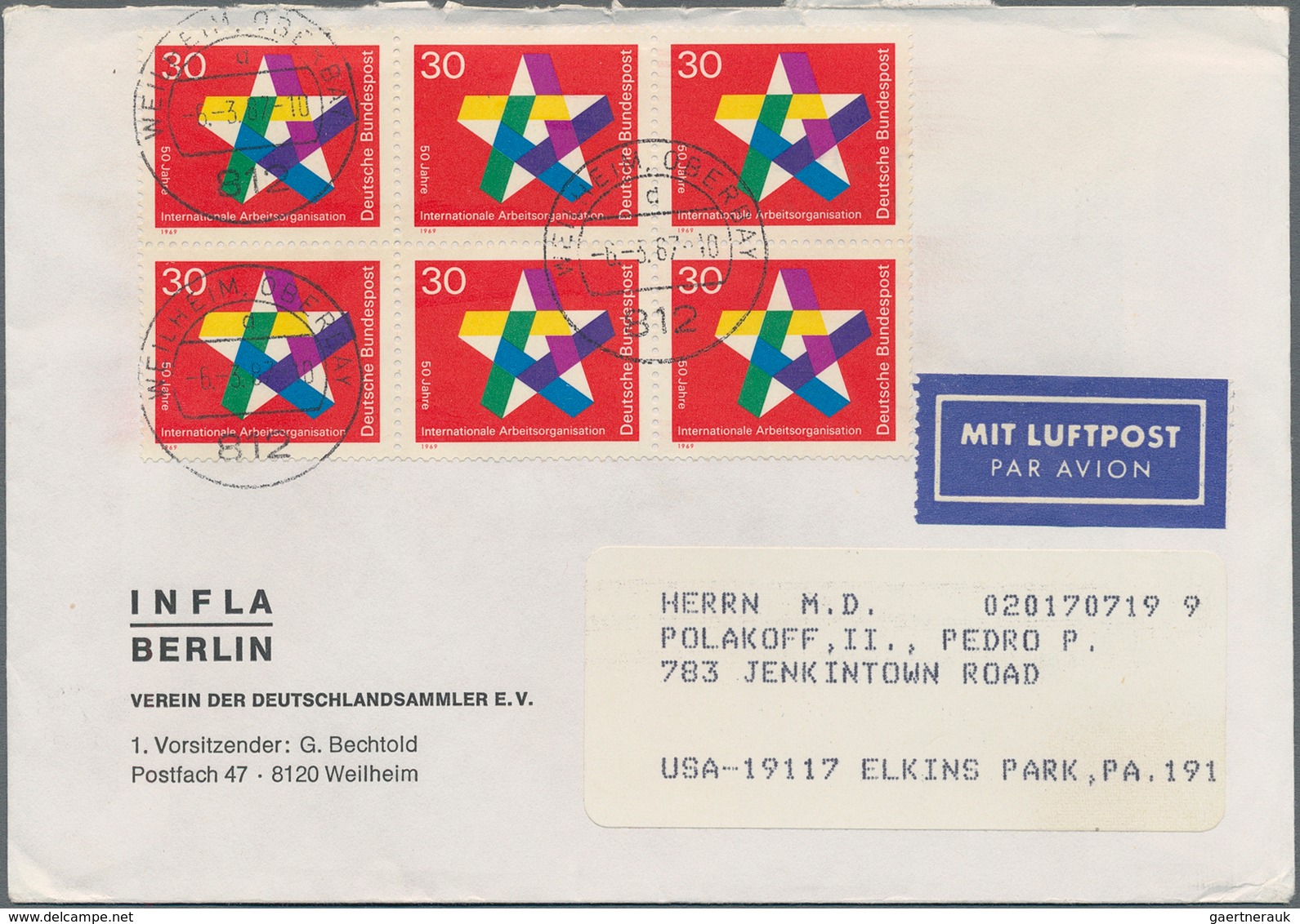 Bundesrepublik Deutschland: 1955/1998, Post Nach Übersee, Partie Von Ca. 270 Briefen Und Karten Nach - Verzamelingen