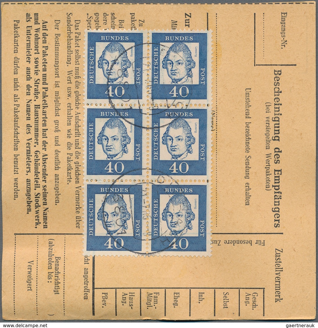 Bundesrepublik Deutschland: 1964/1973 (ca.), Reichhaltiger Bestand Von Paketkarten(stammteilen), Mei - Verzamelingen