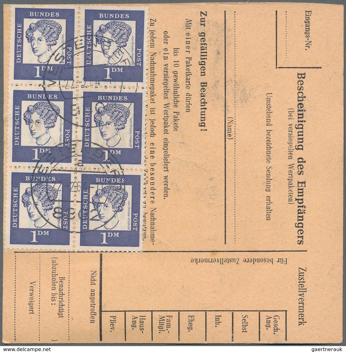 Bundesrepublik Deutschland: 1964/1973 (ca.), Reichhaltiger Bestand Von Paketkarten(stammteilen), Mei - Verzamelingen