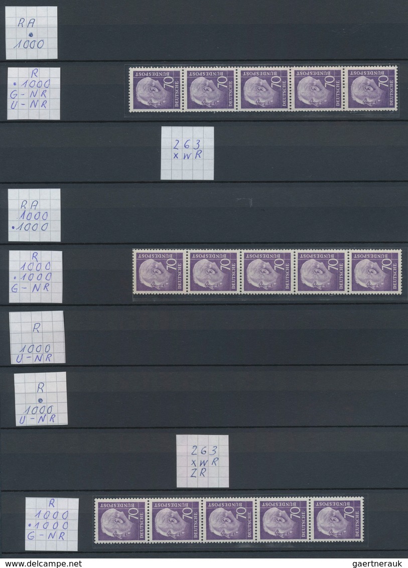 Bundesrepublik - Rollenmarken: 1954/98, Umfangreiche Postfrische Spezial-Sammlung Von Einzelmarken U - Rolstempels