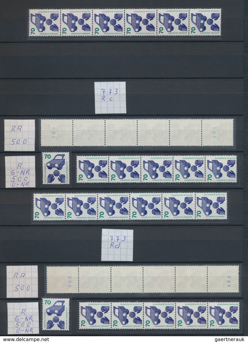 Bundesrepublik - Rollenmarken: 1954/98, umfangreiche postfrische Spezial-Sammlung von Einzelmarken u