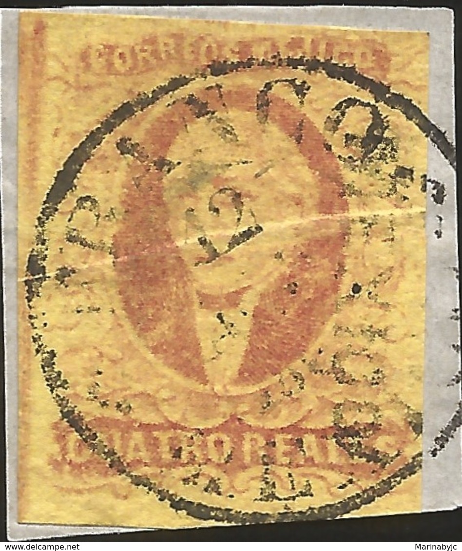 J) 1861 MEXICO, HIDALGO, 4 REALES, FRAGMENT OF THE LETTER, MEXICO DISTRICT, ON PIECE, PLATE II, CIRCULAR CANCELLATION, M - Mexico