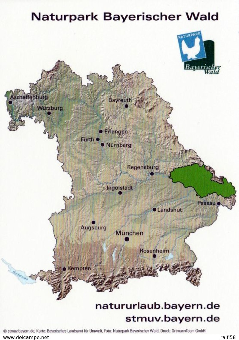 1 Map Of Germany * Landkarte Von Bayern Mit Dem Naturpark Bayerischer Wald - Vorne Eine Landschaft Des Naturparks * - Landkarten