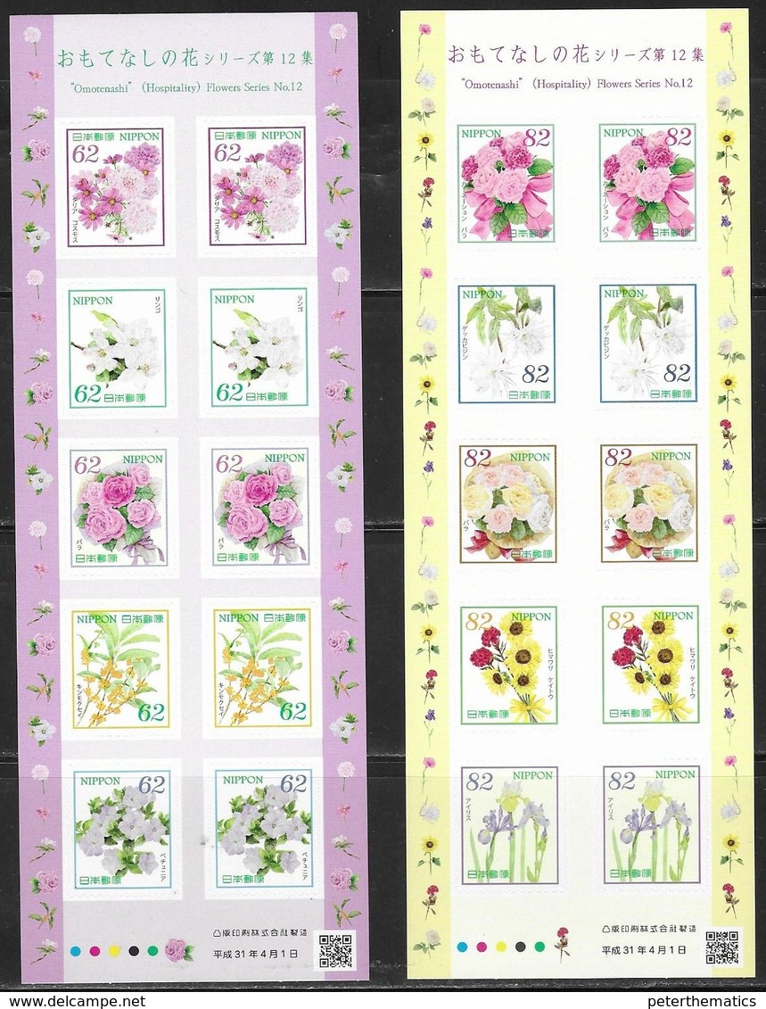 JAPAN, 2019, MNH,HOSPITALITY, FLOWER SERIES XII , FLOWERS, 2 SHEETLETS - Other & Unclassified