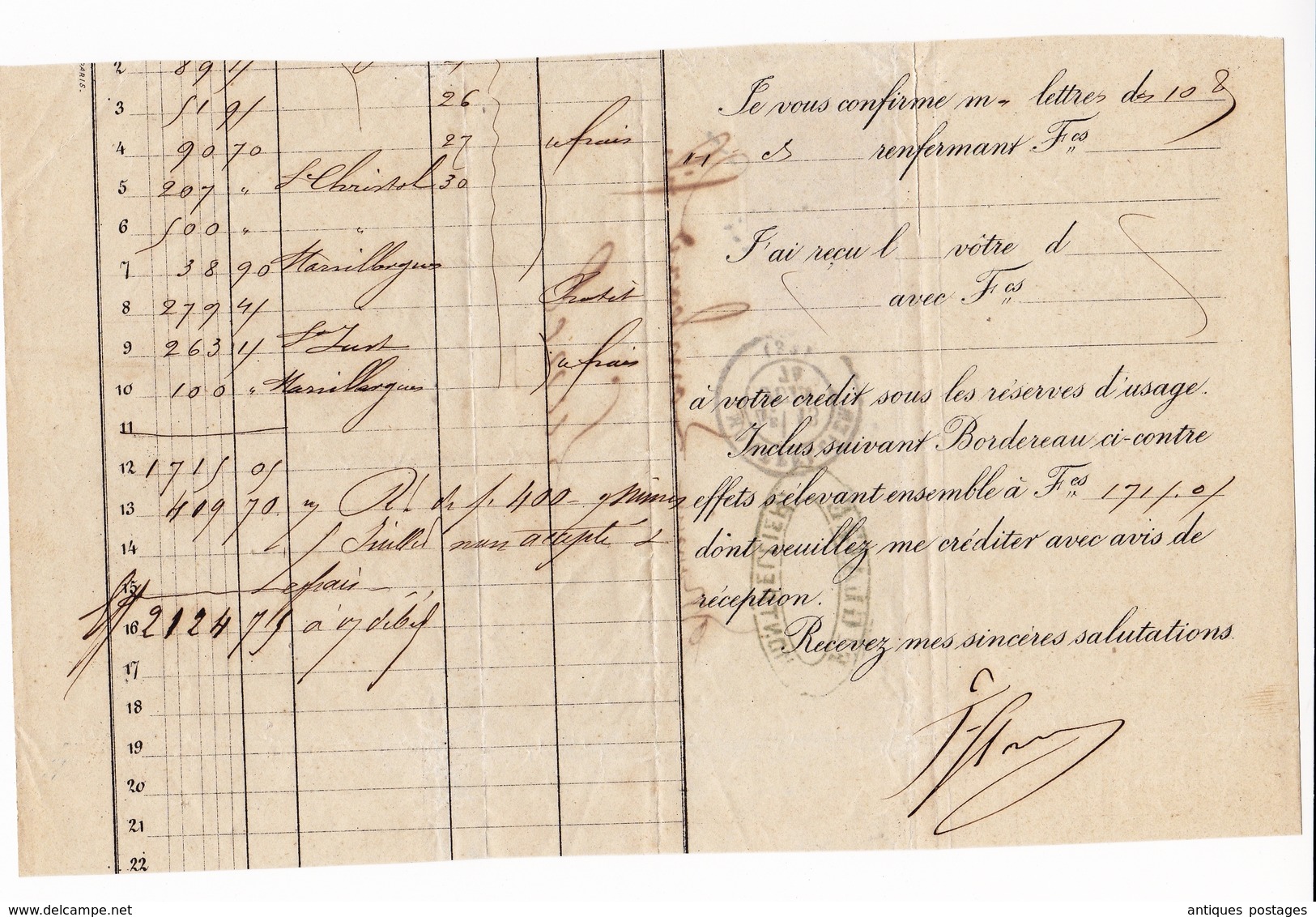 Lettre 1874 Montpellier Hérault Glaize Lombard et Fils Lunel Timbre Cérès