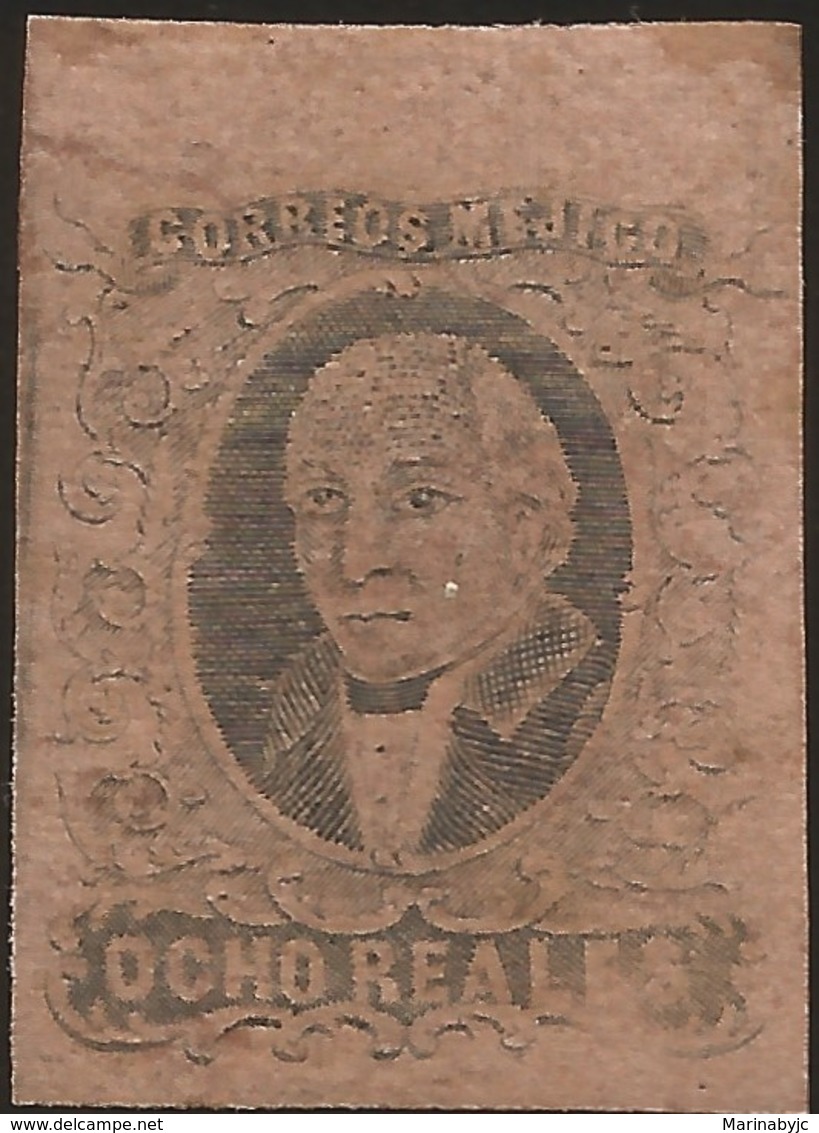 J) 1861 MEXICO, HIDALGO, 8 REALES, WITHOUT OVERPRINT, JUMBO MRGINS, MN - Mexico