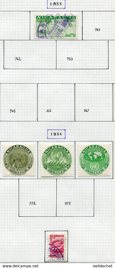 13265 NICARAGUA Collection Vendue Par Page N° 748A, 760, 769/71, 774/6, 778, 781/5, 792, 796A  */ °/(*) 1953-56  B/TB - Nicaragua