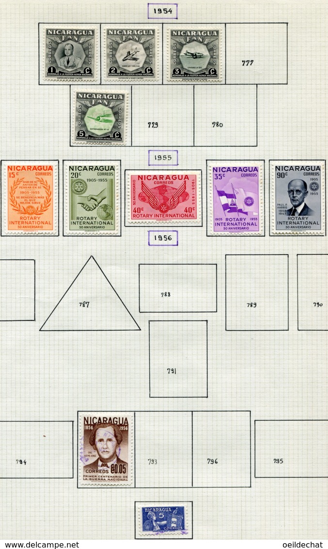 13265 NICARAGUA Collection Vendue Par Page N° 748A, 760, 769/71, 774/6, 778, 781/5, 792, 796A  */ °/(*) 1953-56  B/TB - Nicaragua