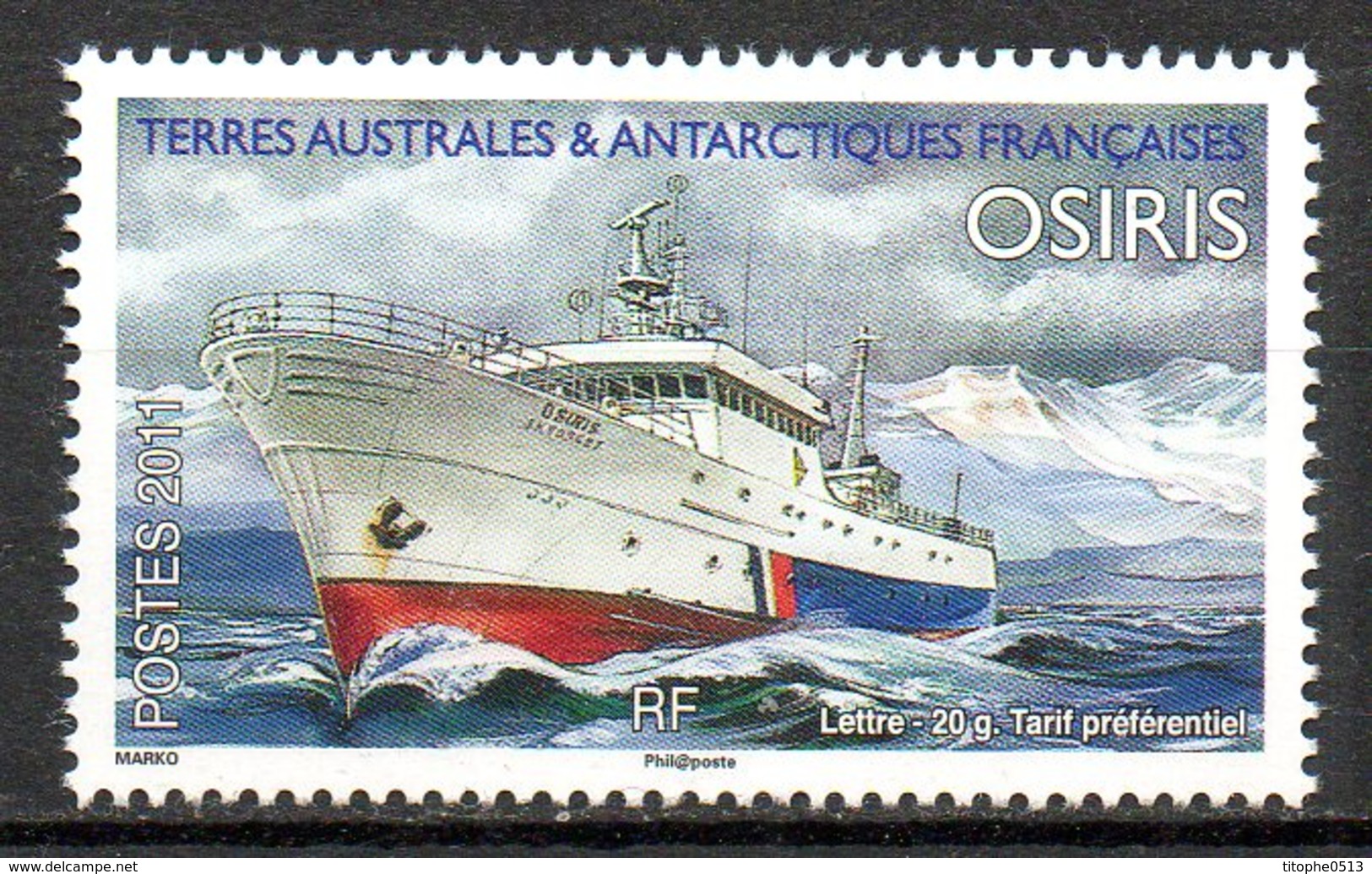 TAAF. N°594 De 2011. Navire "Osiris". - Polar Ships & Icebreakers