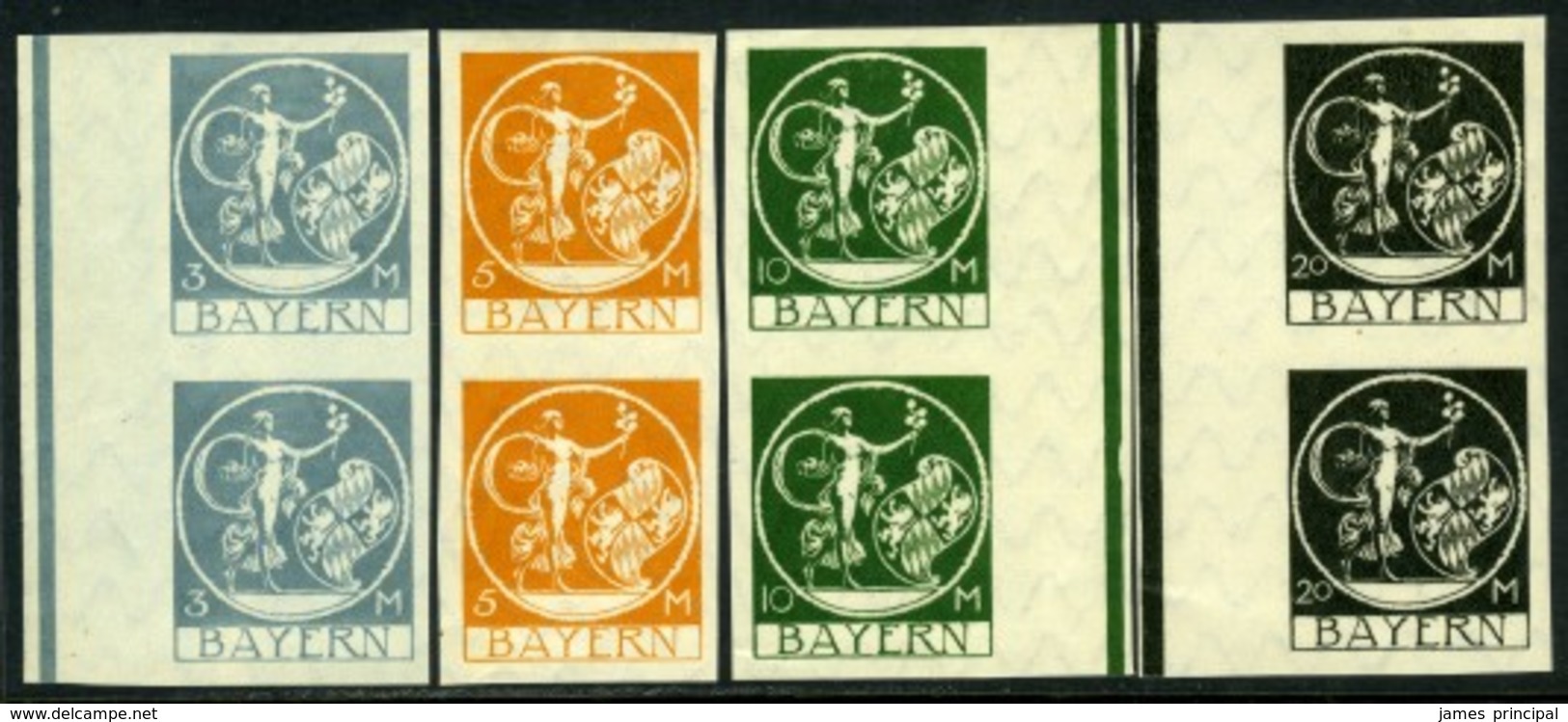 Bavaria. Scott #251a-254a. Mint Pairs. ** - Other & Unclassified