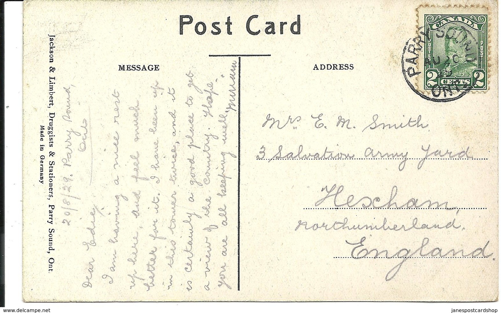 FORESTRY TOWER - PARRY SOUND - ONTARIO - WITH PARRY SOUND POSTMARK - Other & Unclassified