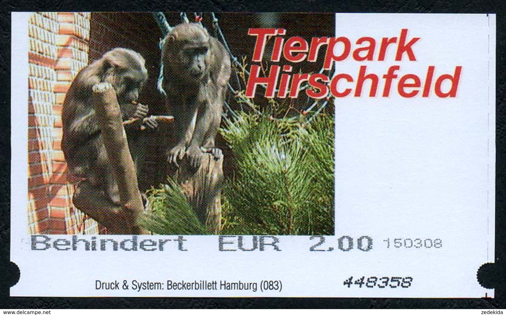 0002 - Tierpark Hirschfeld - Eintrittskarte - Tickets D'entrée