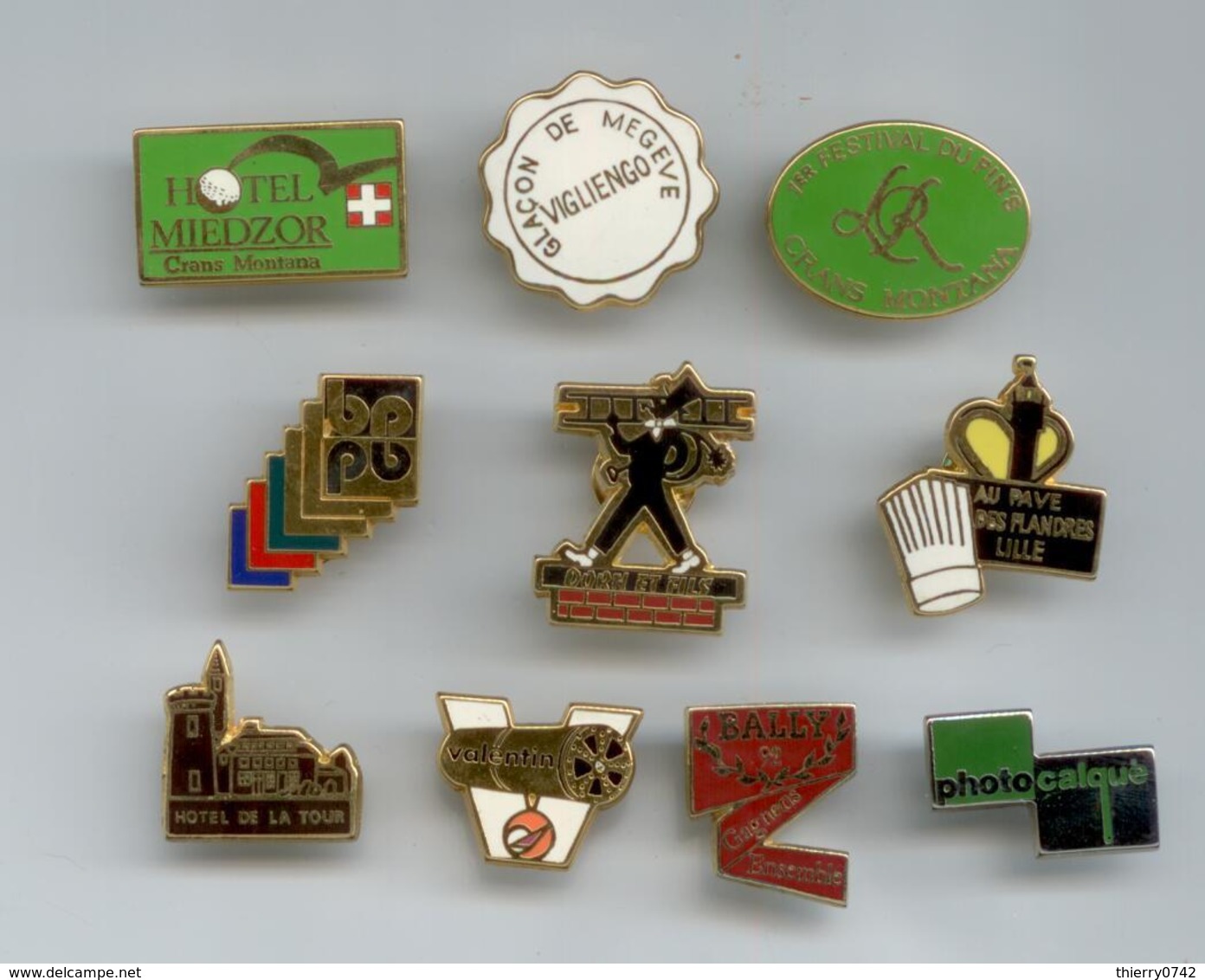 LOT 10 PIN'S ZAMAC ALCARA CRANS MONTANA RAMONEUR LILLE GLACON MEGEVE...TBE - Autres & Non Classés