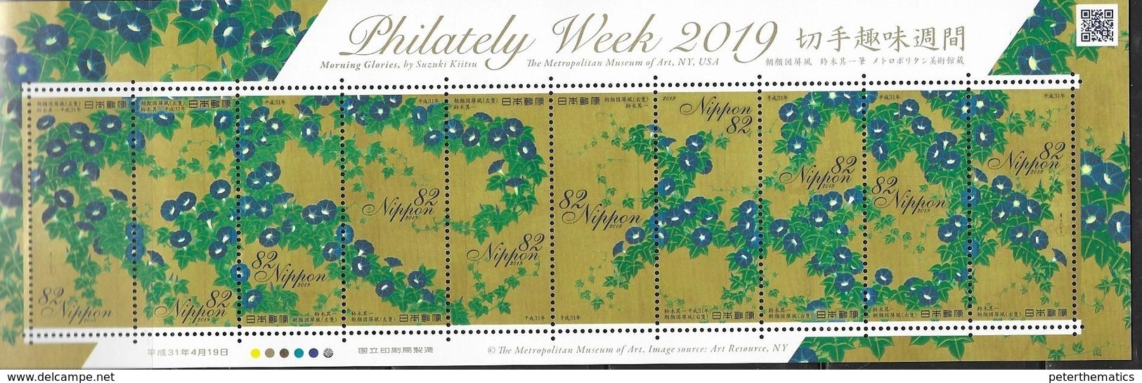 JAPAN, 2019, MNH,PHILATELY WEEK 2019, FLOWERS, SHEETLET - Other & Unclassified