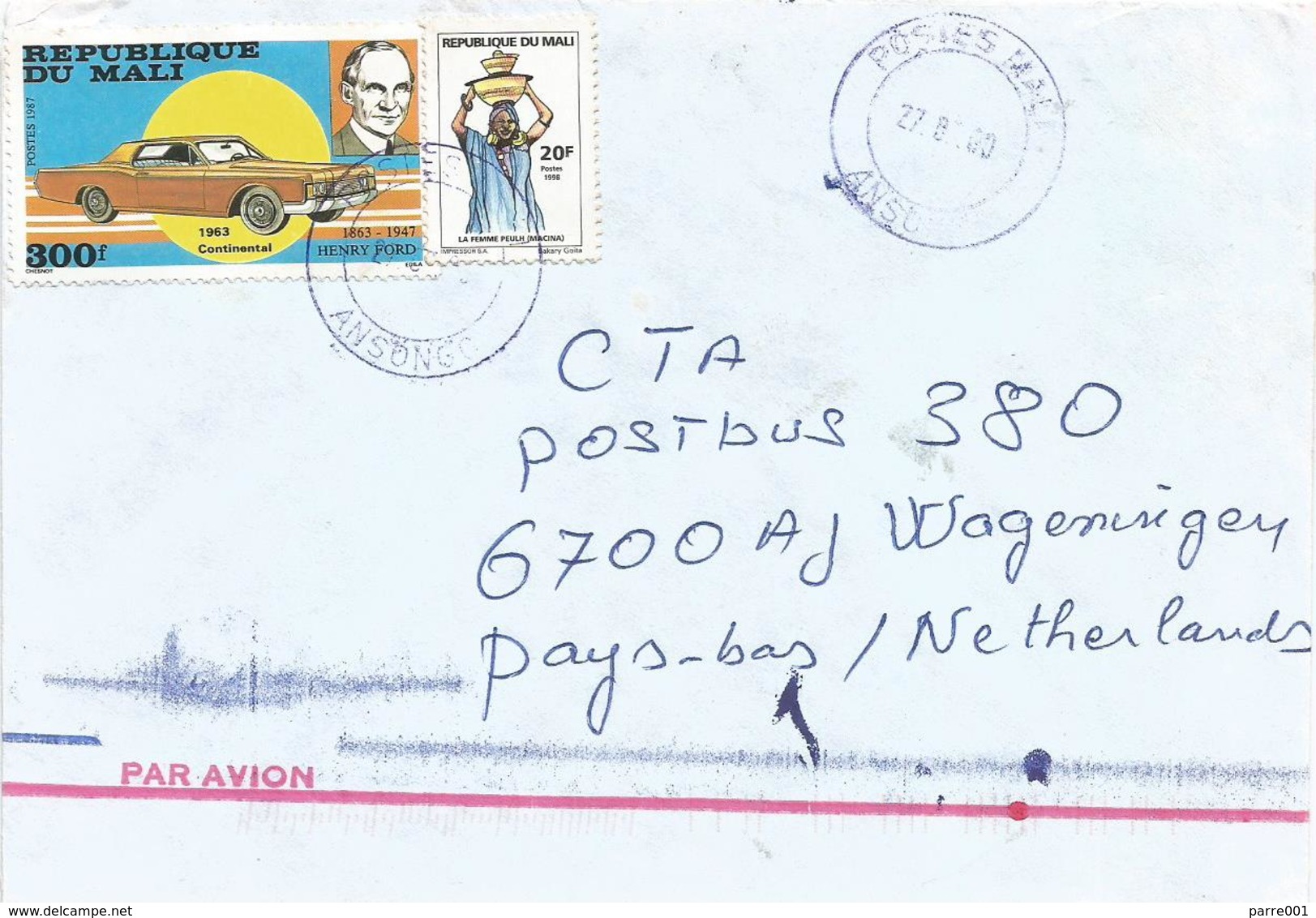 Mali 2000 Ansongo Henry Ford Car Continental Oldtimer Peul Cover - Mali (1959-...)