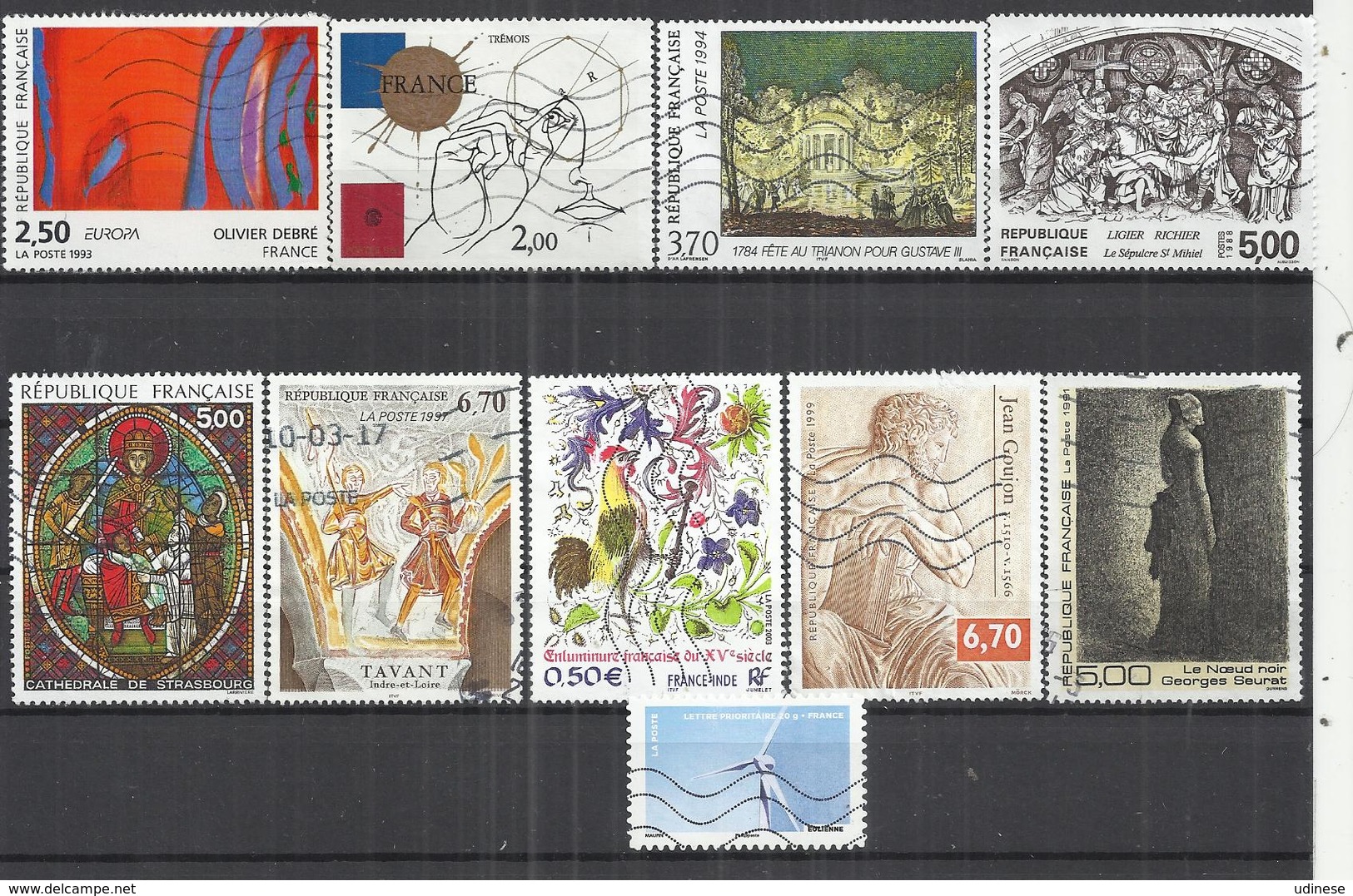 TEN AT THE TIME - FRANCE MIXED YEARS - LOT OF 10 DIFFERENT 1 - OBLITERE USED GESTEMPELT USADO - Collectors