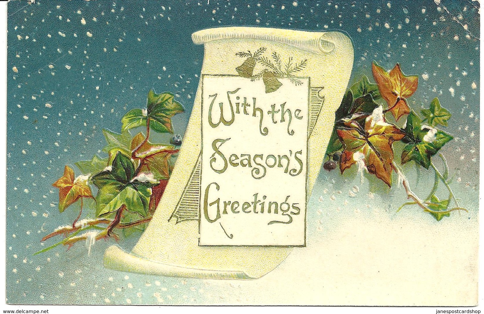 R.S.O. ADDRESS Old Post Office, Rowen, Tal-y-Cafn - ON EMBOSSED CHRISTMAS CARD - Postmark Collection