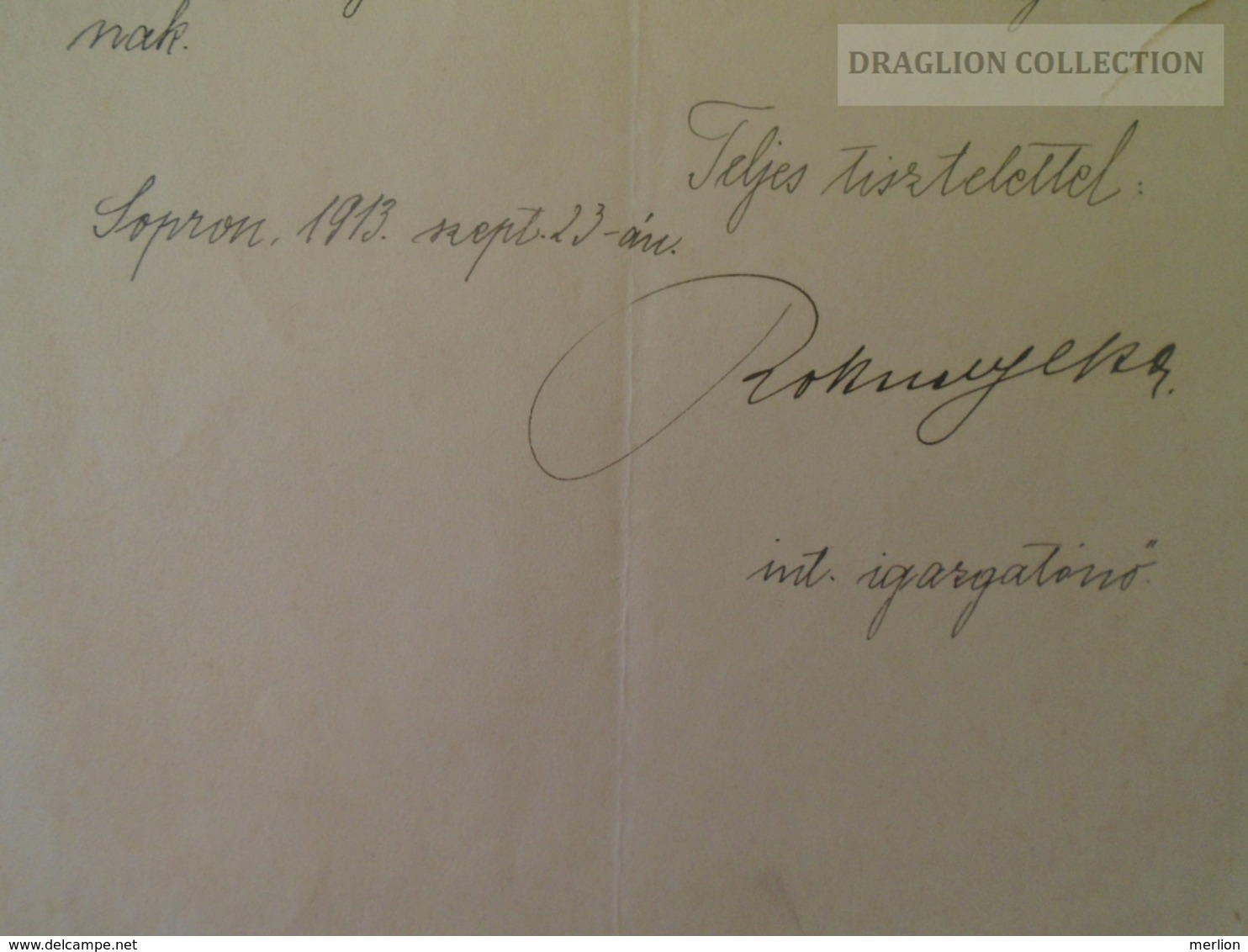 KA401.7 Sopron Hungary  Leányiskola Internátus Igazgatónőjétől - 1913 - Méltóságos Tábornok úr! - Diploma & School Reports