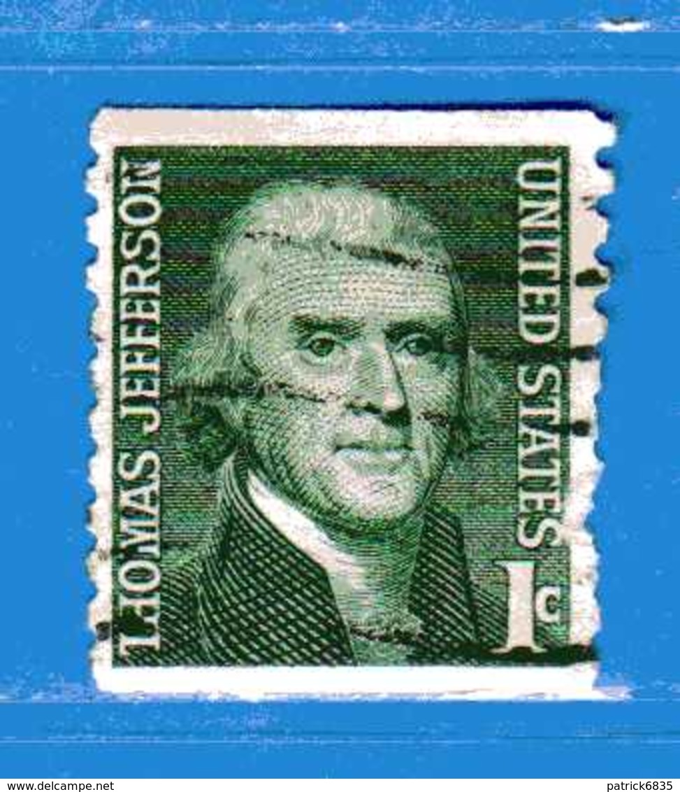 (Us2) USA °-1967-68 - Américains Célèbres- THOMAS JEFFERSON.  Yvert . 816A D. 10 Vert.  .  USED.  Vedi Descrizione - Usati