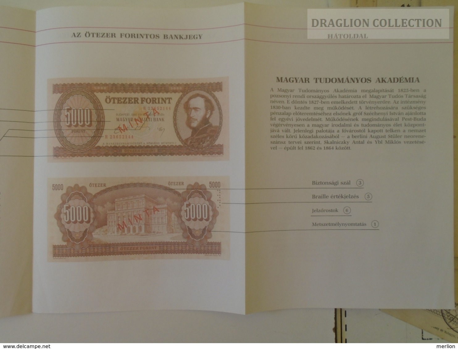 KA401.11 Hungary 5000 Forint Banknote Presentation Booklet (leoprello) -Magyar Nemzeti Bank   1990 - Autres & Non Classés