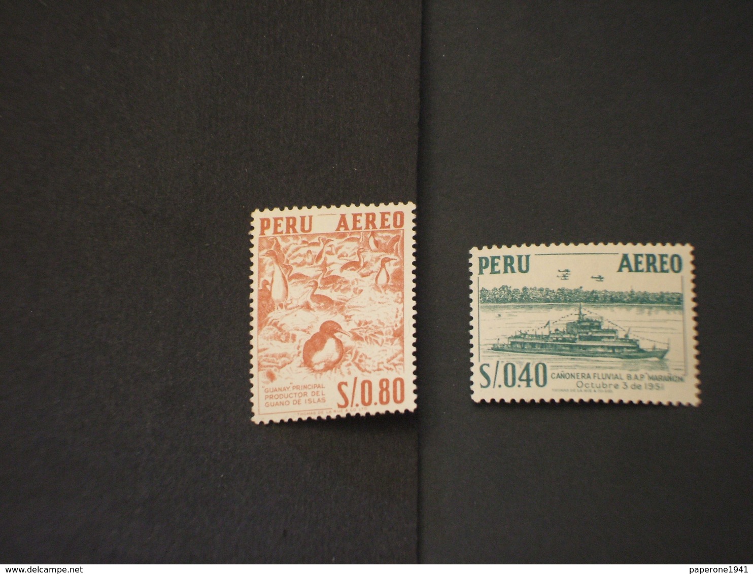 PERU' - P.A. 1957/60 UCCELLO/NAVE 2 VALORI  - NUOVO(++) - Pérou