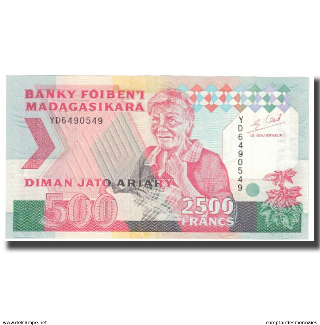 Billet, Madagascar, 2500 Francs = 500 Ariary, KM:72Ab, NEUF - Madagascar