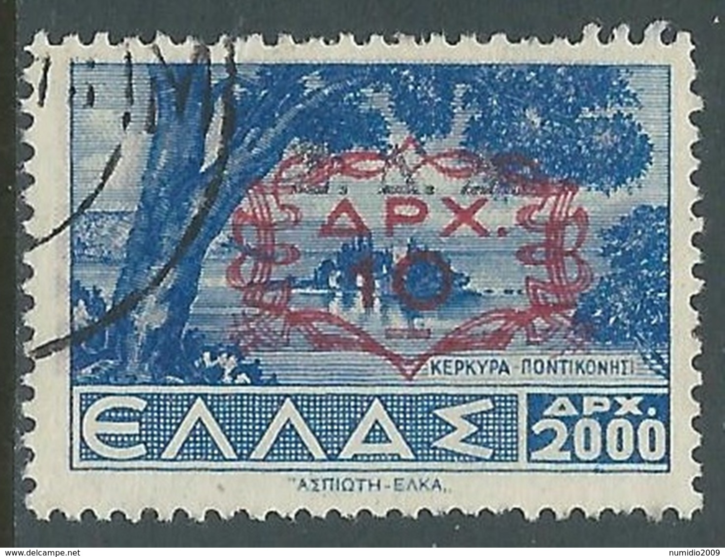 1947 AMMINISTRAZIONE MILITARE GRECA DODECANESO USATO 10 D ROSSO OPACO - I64-7 - Dodecaneso