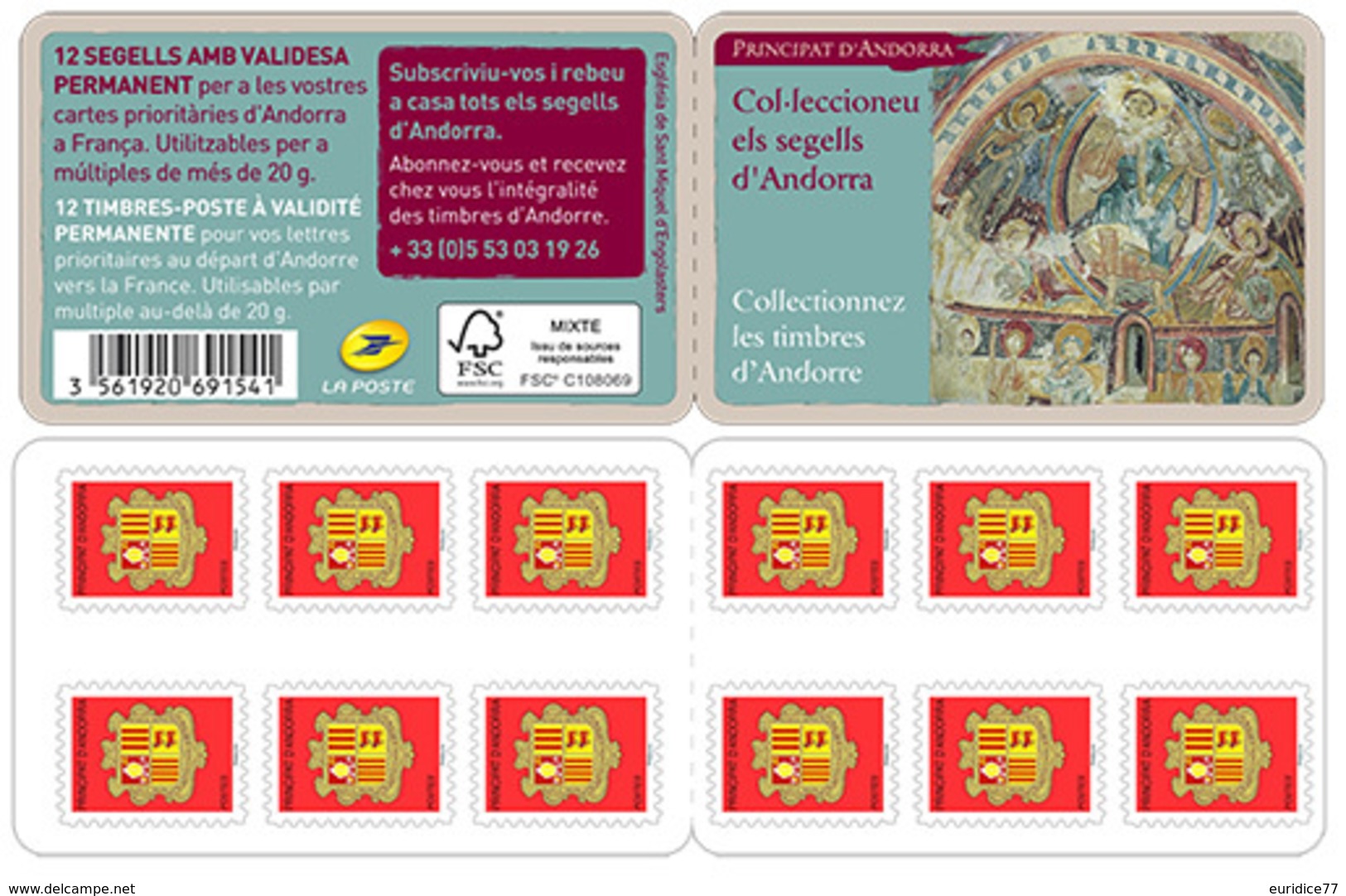 French Andorra 2018 - Carnet De 12 Timbres Blason Rouge Mnh - Ongebruikt