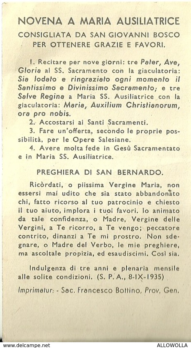 4222"MARIA AUXILIUM CHRISTIANORUM ORA PRO NOBIS-NOVENA A MARIA AUSILIATRICE"  ORIGINALE - Santini