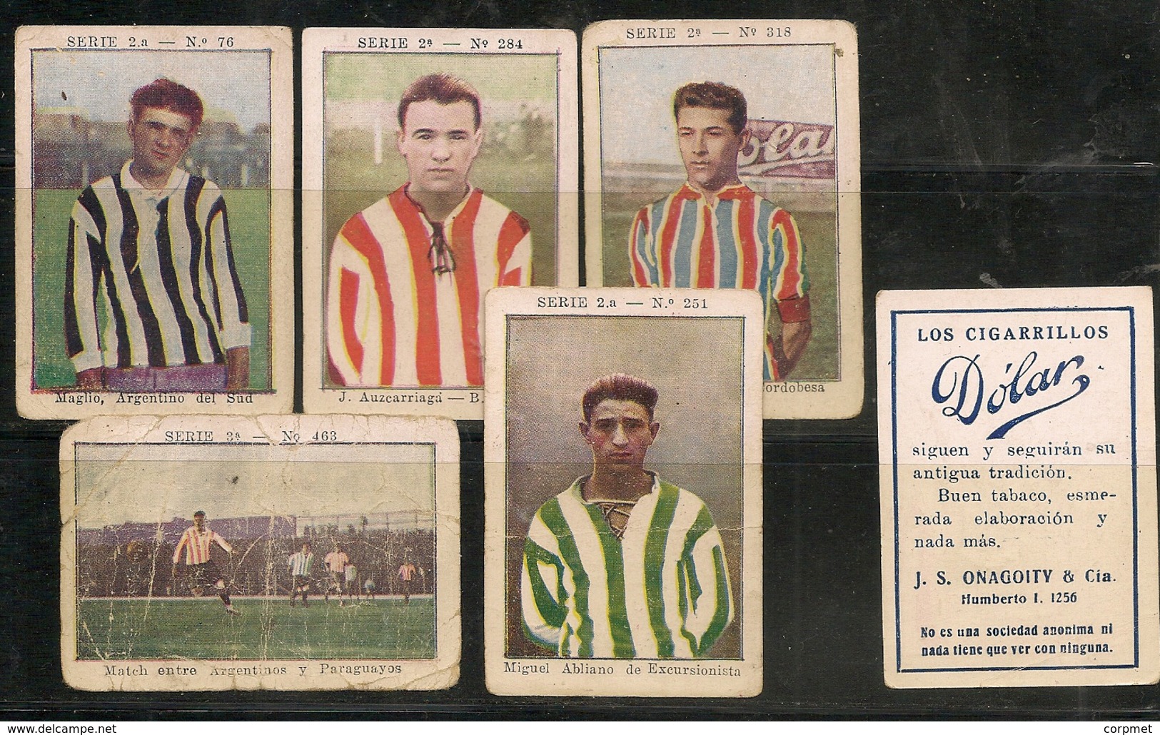 FOOTBALL - SOCCER  - 1925 Lot Of 5 Rare!! CIGARRILLOS DOLAR CARDS From ARGENTINA - Other & Unclassified