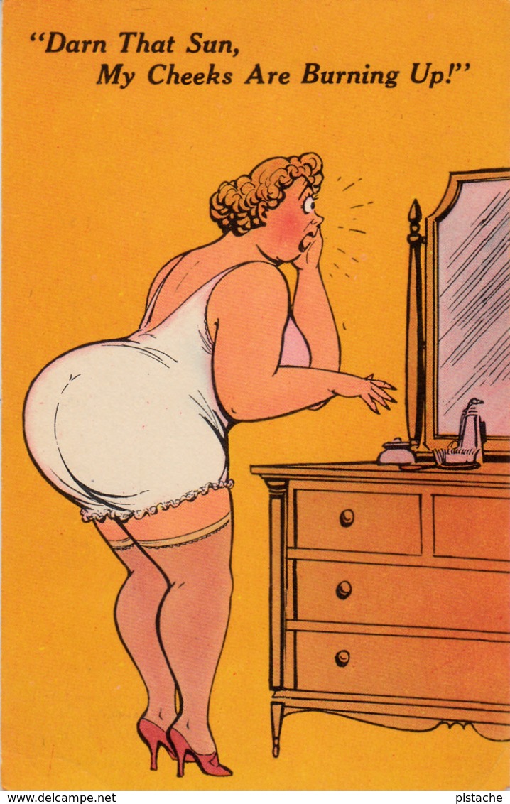 Comics Humor Comic Comique Humour - Half Naked Sexy Fat Lady - 2 Scans - Humour