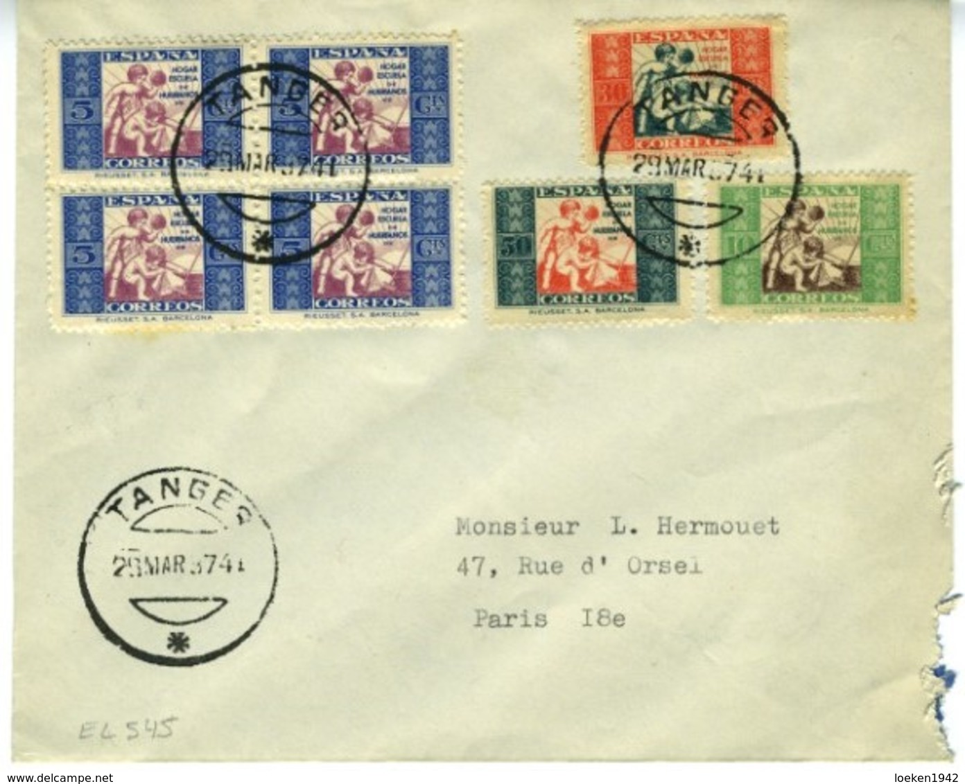 Lettre De TANGER 1937 à Paris  Affranchie Timbres Bienfaisance EL545 - Cartas & Documentos