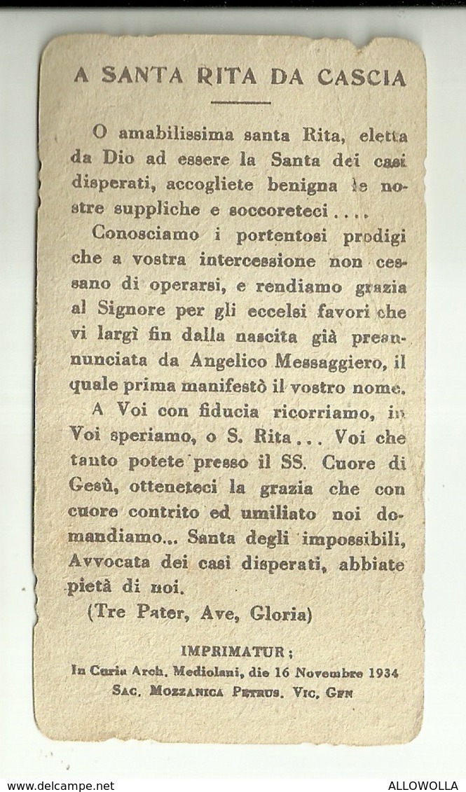 4248"S. RITA ORA PRO NOBIS - 1934."  ORIG. - Santini