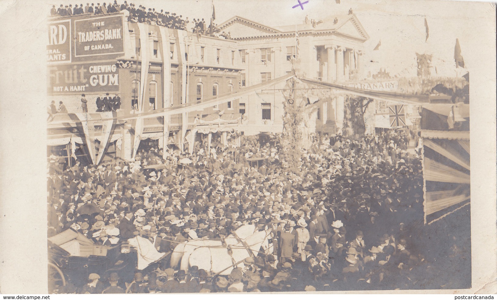 RPPC REAL PHOTO POSTCARD BIG CROWD PROBABLY DUKE OF CONNAUGHT VISIT 1912 - Edmonton