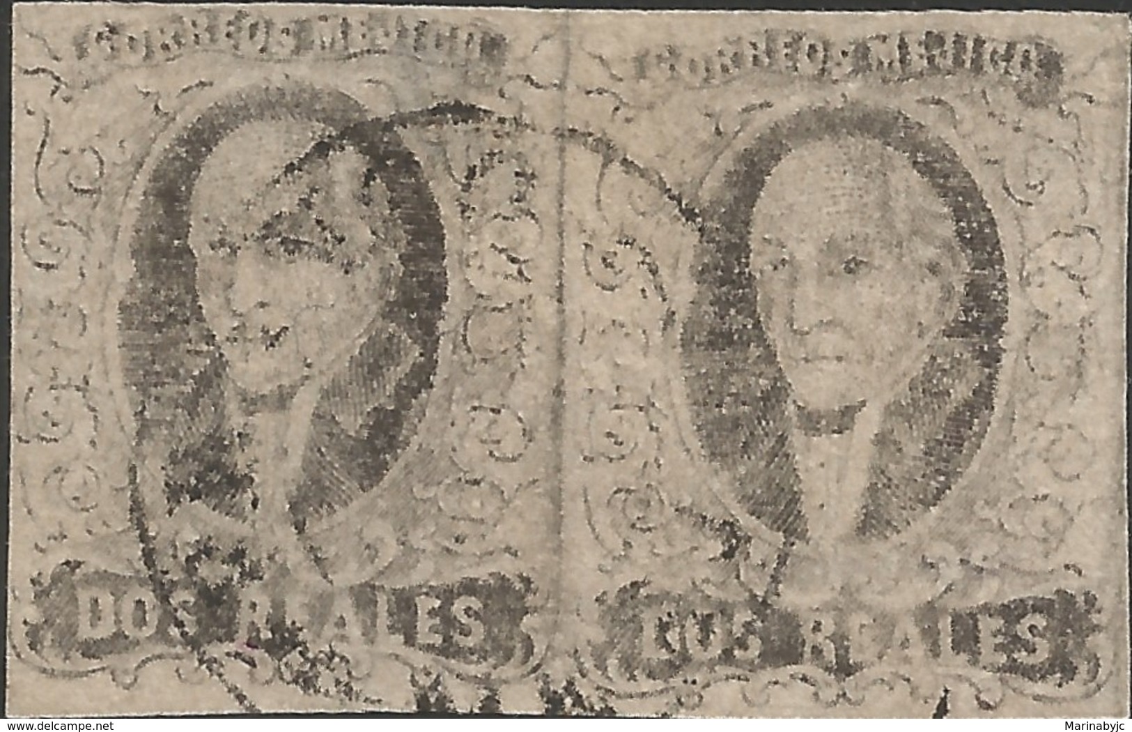 J) 1861 MEXICO, HIDALGO, 2 REALES, PAIR, CIRCULAR CANCELLATION, UNOVERPRINTED GOTHIC PROVISIONAL , EARLY, AFTER FRENCH I - Mexico