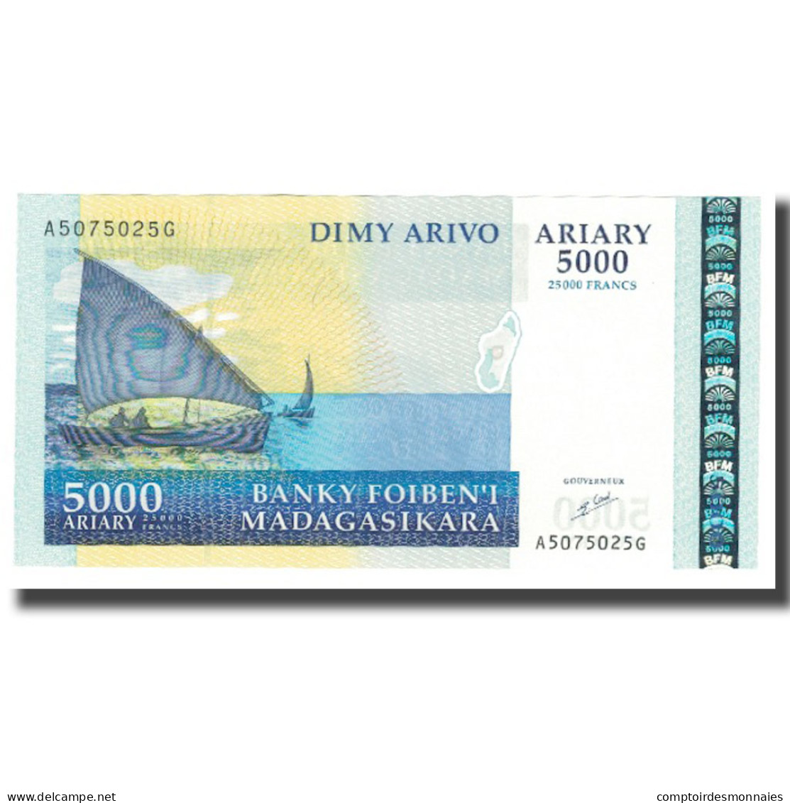 Billet, Madagascar, 5000 Ariary, KM:84, NEUF - Madagascar