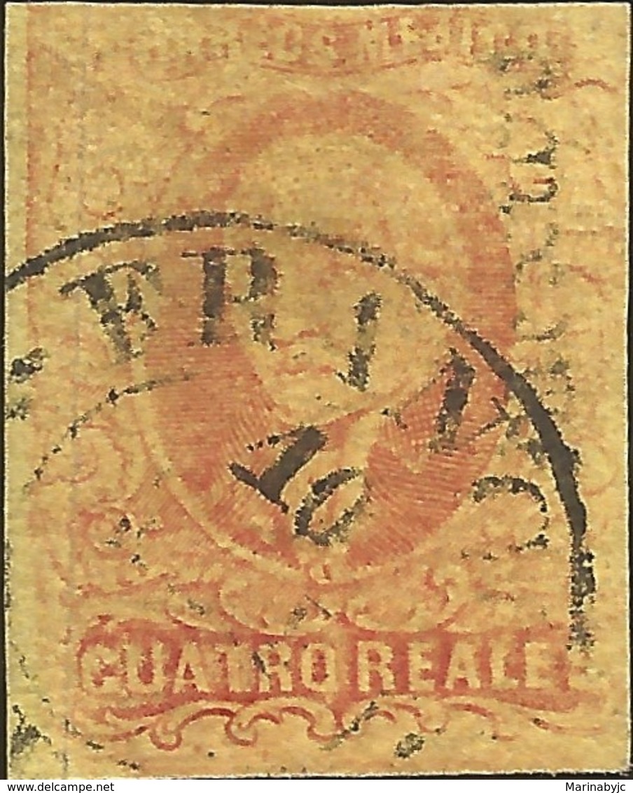 J) 1861 MEXICO, HIDALGO, 4 REALES RED, MEXICO DISTRICT, CIRCULAR CANCELLATION, MN - Mexico