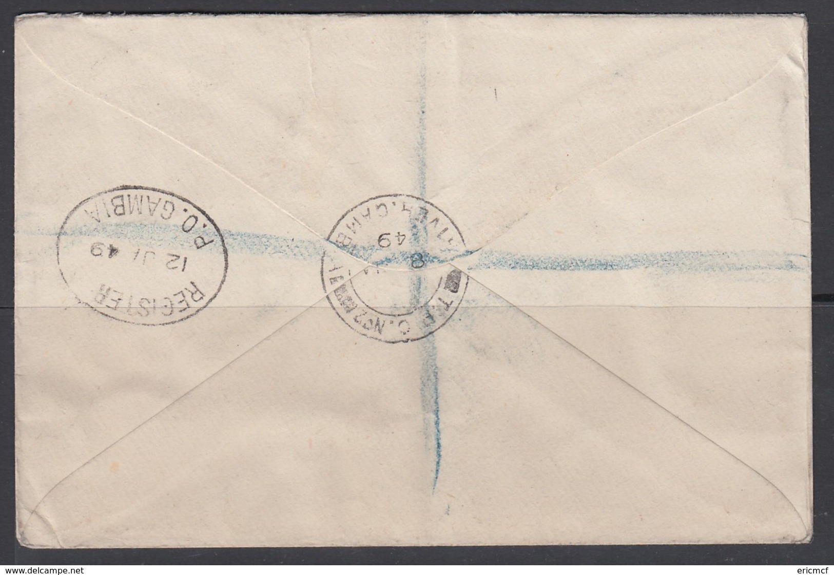 Gambia 1949 Registered Cover River To UK TPO No2 - Gambia (...-1964)