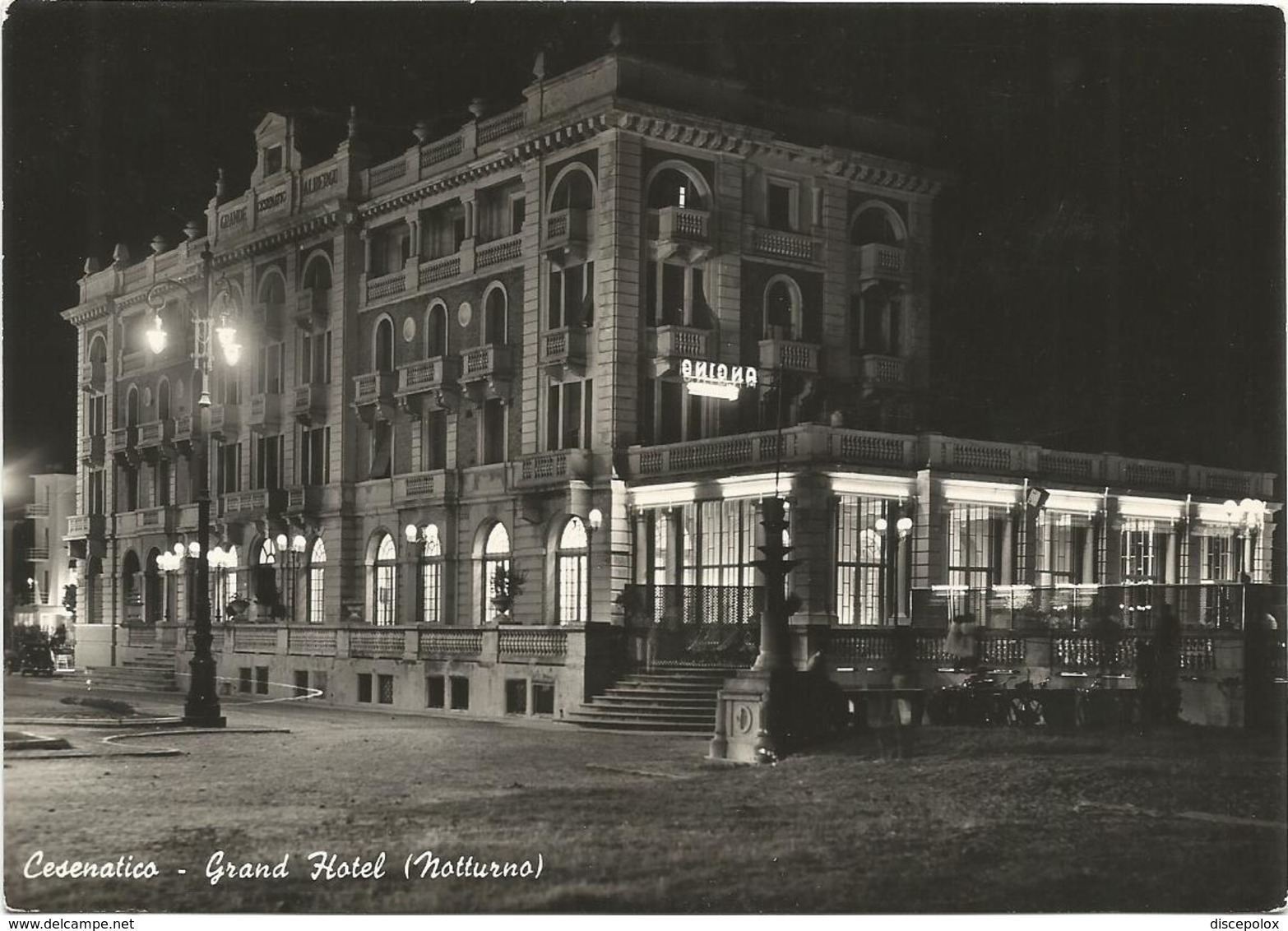 W3425 Cesenatico (Forlì Cesena) - Grand Hotel - Notturno Notte Nuit Night Nacht Noche / Viaggiata 1956 - Autres & Non Classés