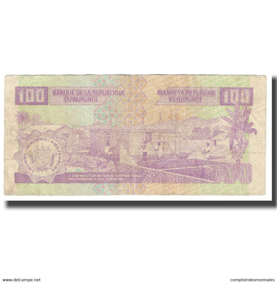 Billet, Burundi, 100 Francs, 2007, 2007-10-01, KM:37D, TTB - Burundi