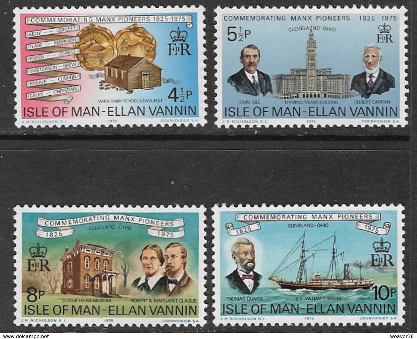 Isle Of Man SG59-62 1975 Manx Pioneers In Cleveland, Ohio Set 4v Complete Unmounted Mint [40/32392/25D] - Isle Of Man