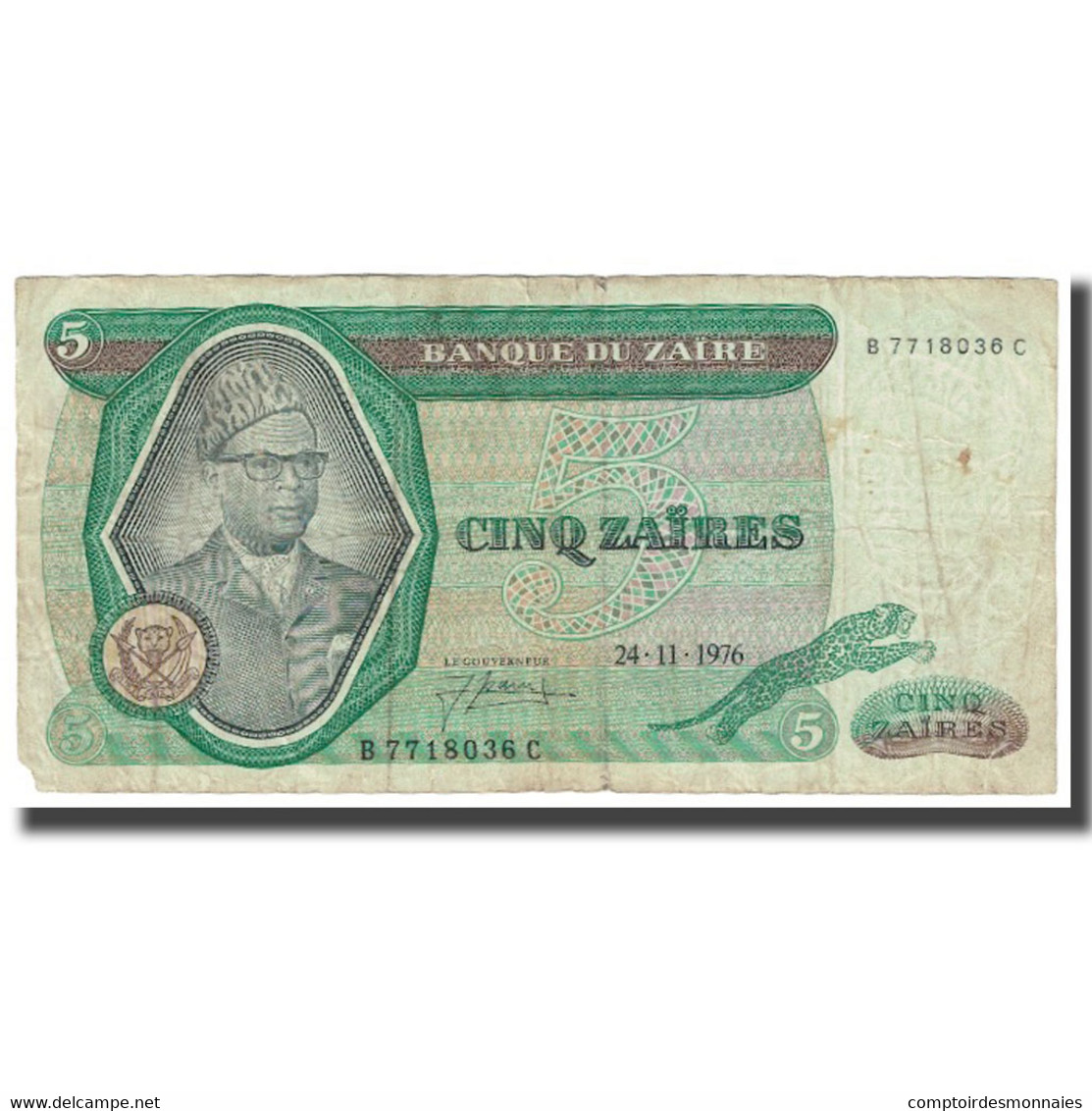 Billet, Zaïre, 5 Zaïres, 1976, 1976-11-24, KM:21a, TTB - Zaire