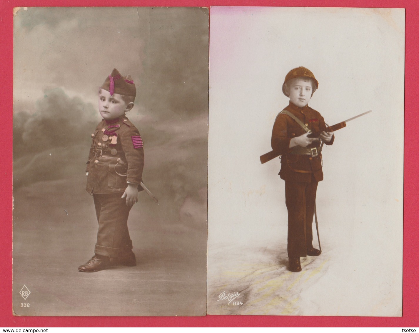 Enfant Soldat En Uniforme De L'Armée Belge - 2 Cartes Postales ( Voir Verso ) - Uniformes