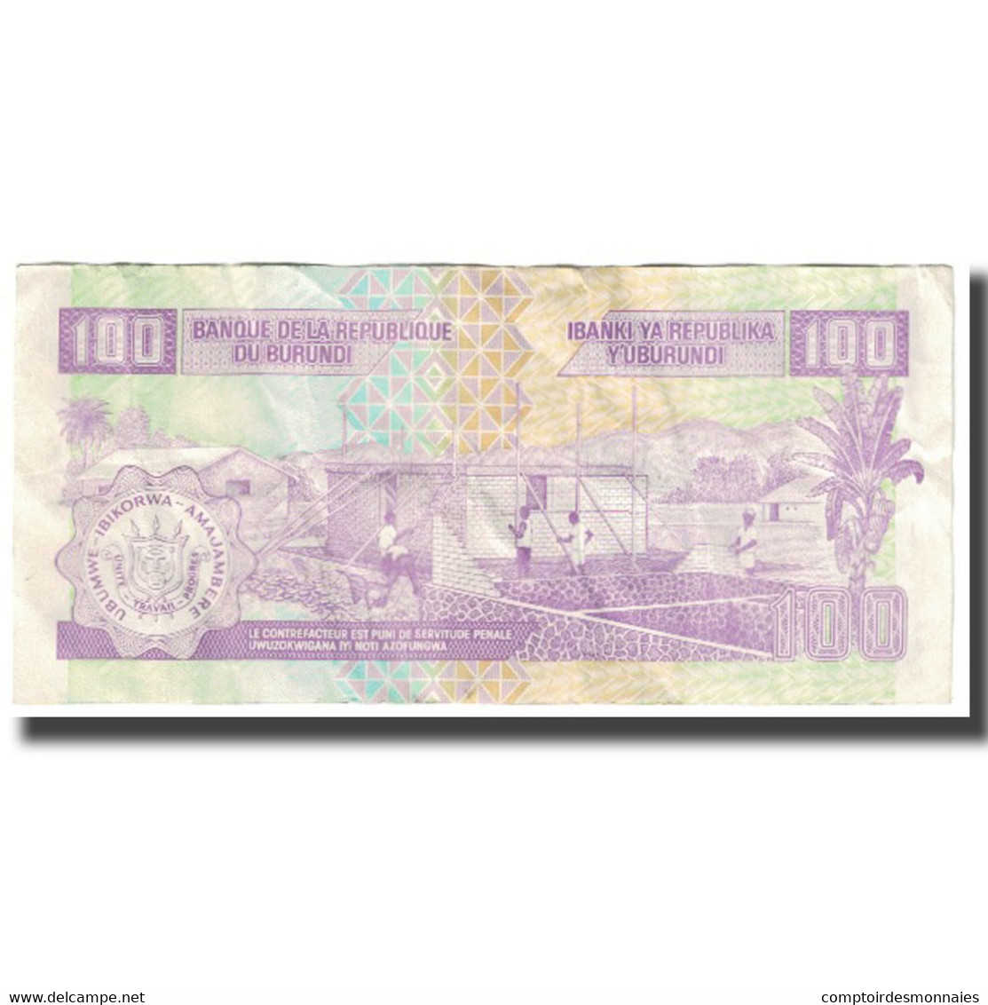 Billet, Burundi, 100 Francs, 2007, 2007-10-01, KM:37c, TTB - Burundi