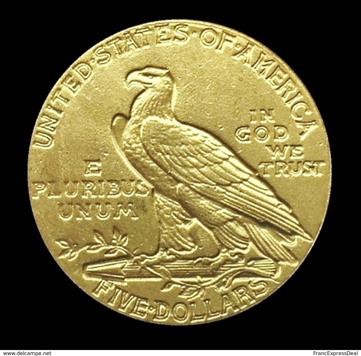 COPIE - 1 Pièce Plaquée OR Sous Capsule ! ( GOLD Plated Coin ) - Etats-Unis USA - 5 Dollars Indian Head Half Eagle 1908 - 5$ - Half Eagles - 1866-1908: Coronet Head (tête Couronnée)
