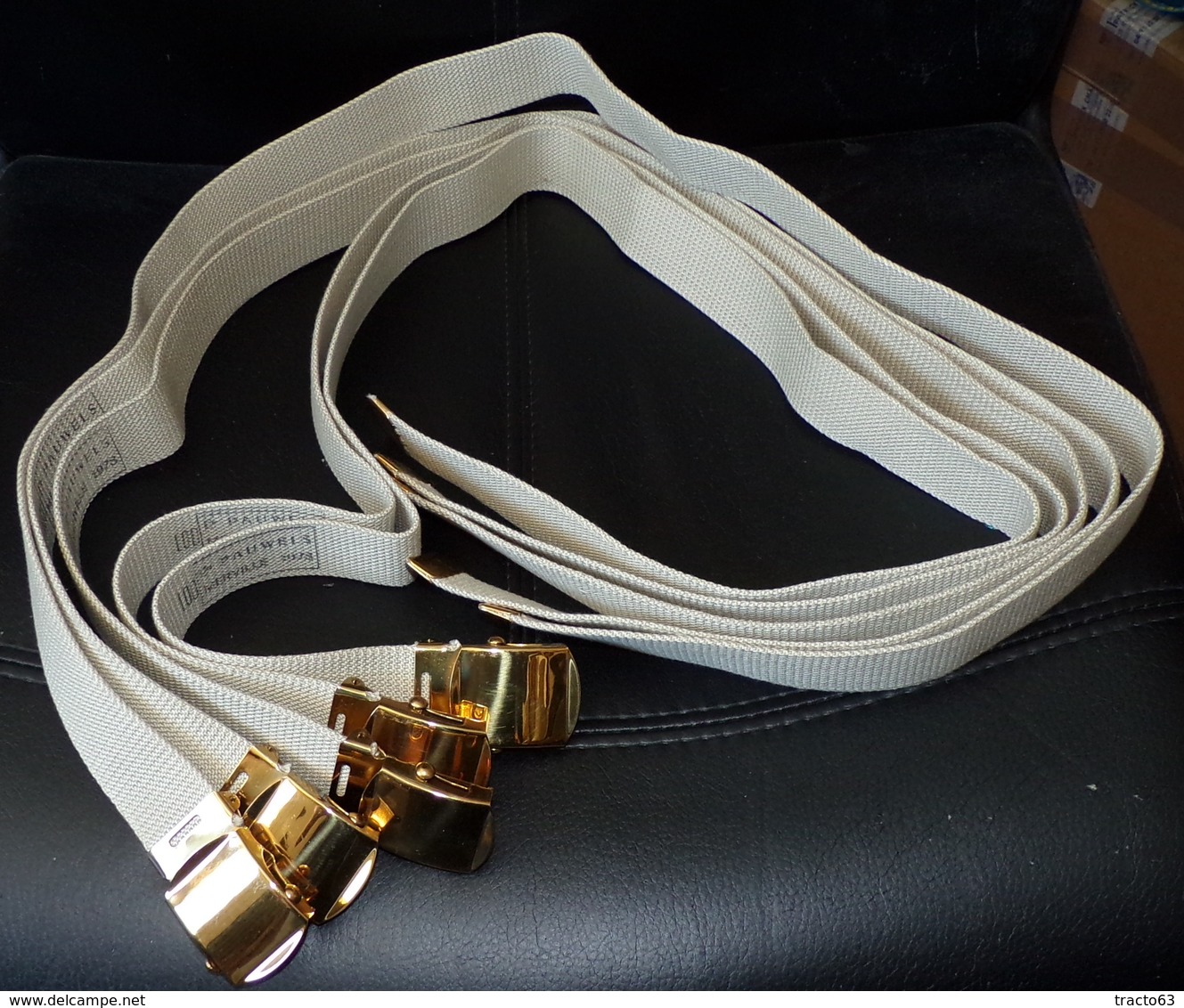 CEINTURE EN TISSU DE L'ARMEE FRANCAISE EN LOT DE 5 PIECES , TAILLE 100, FABRICATION FRANCAISE PAUWELS A MERVILLE 1978, - Equipement