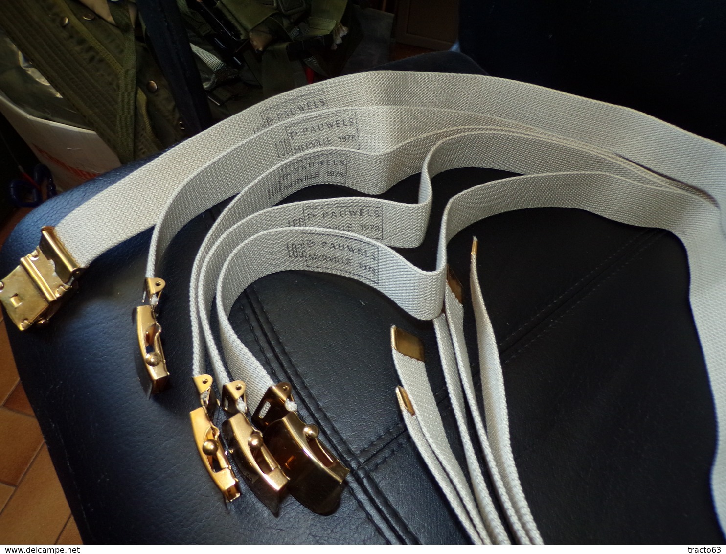 CEINTURE EN TISSU DE L'ARMEE FRANCAISE EN LOT DE 5 PIECES , TAILLE 100, FABRICATION FRANCAISE PAUWELS A MERVILLE 1978, - Equipement